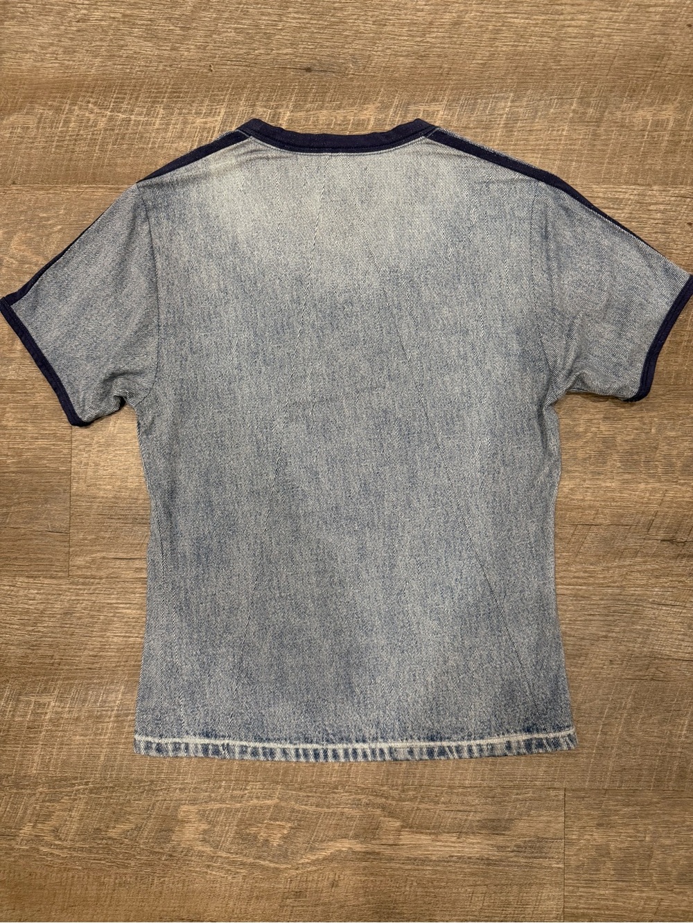 rag & bone Miramar Track Baby Tee Stretch Jersey Trompe Denim M Quiet Luxury - Picture 3 of 8